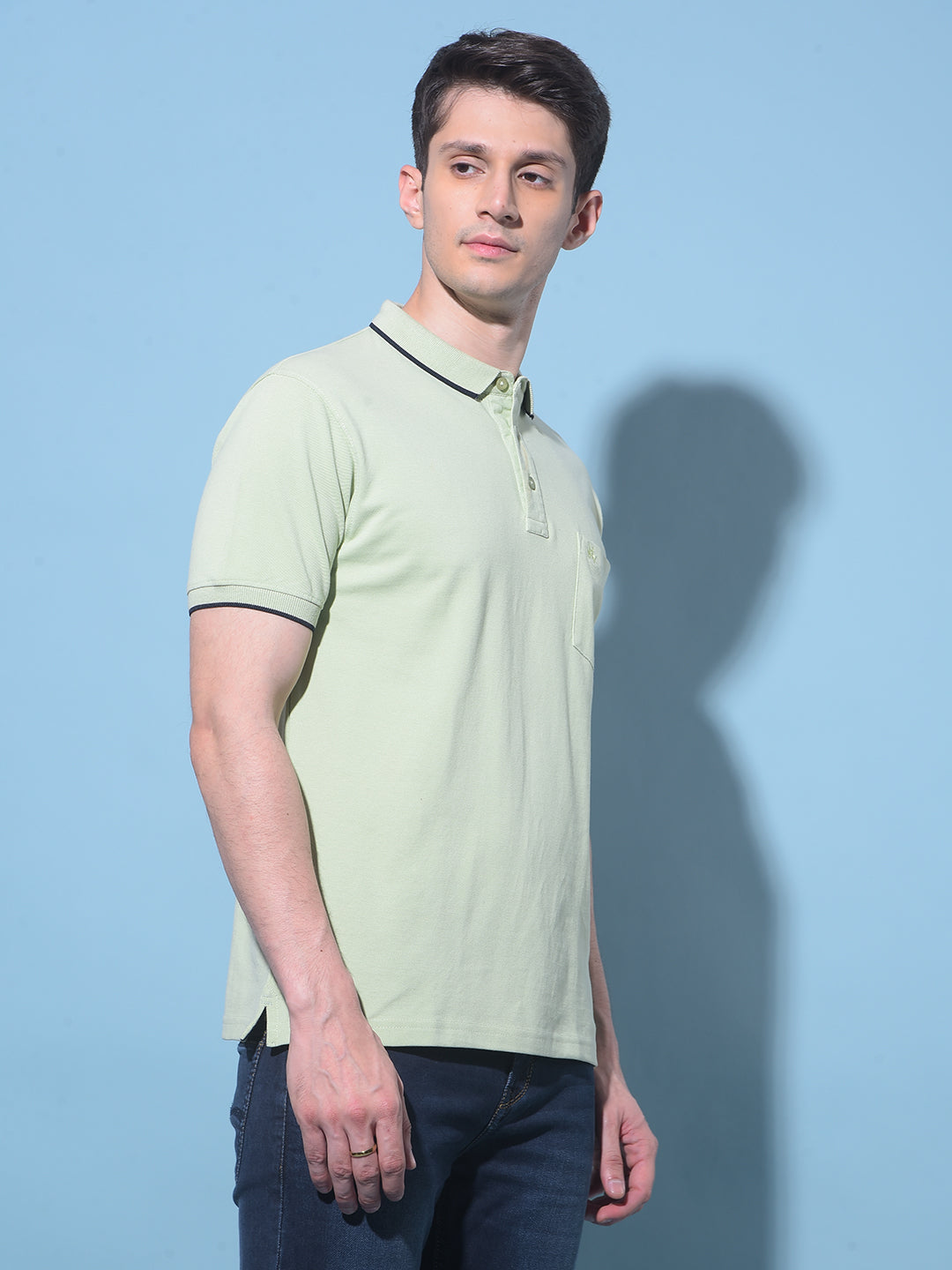 Green Cotton Polo T-Shirt-Men T-Shirts-Crimsoune Club