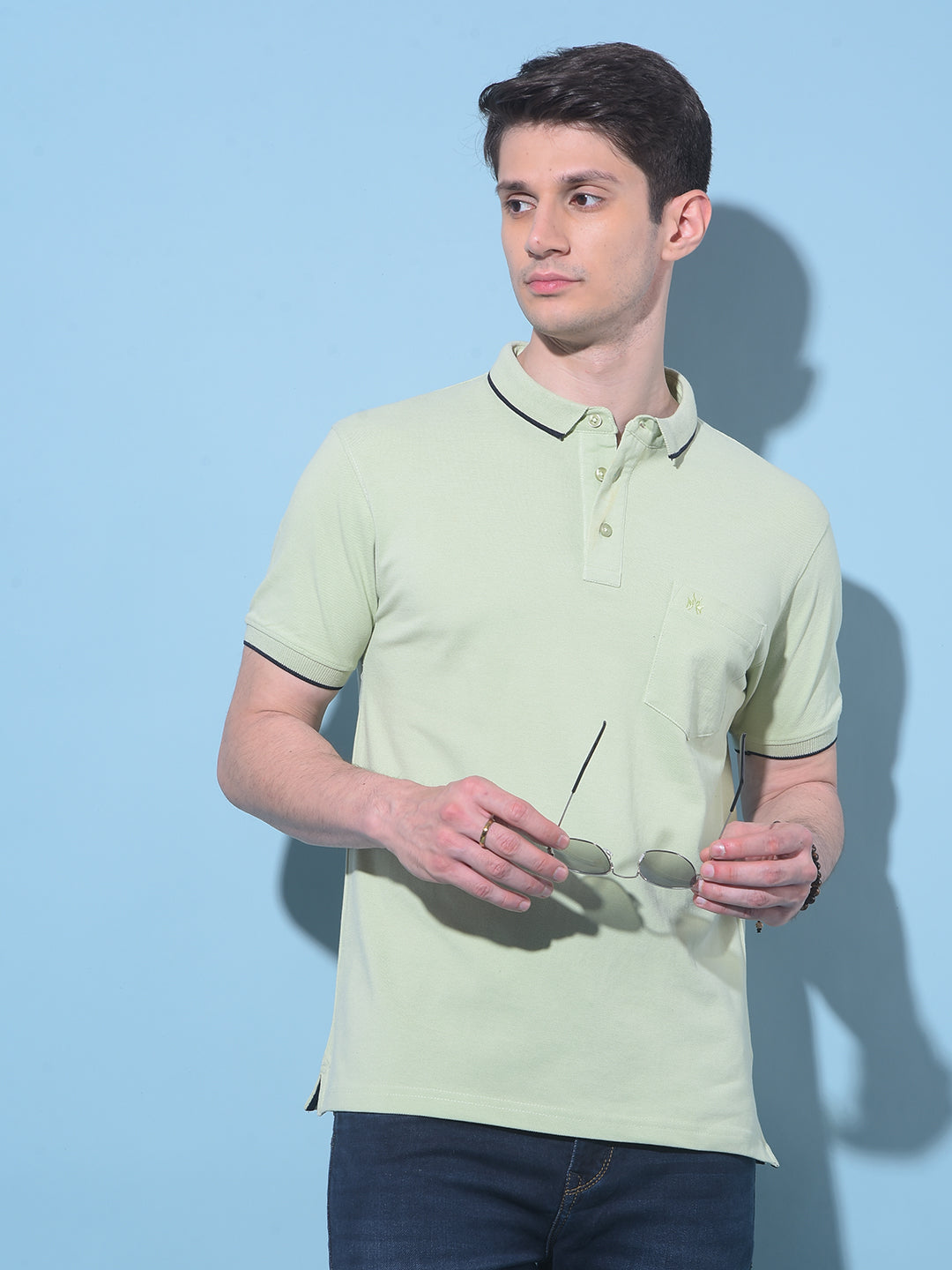 Green Cotton Polo T-Shirt-Men T-Shirts-Crimsoune Club