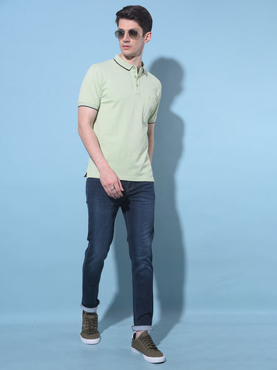 Green Cotton Polo T-Shirt-Men T-Shirts-Crimsoune Club