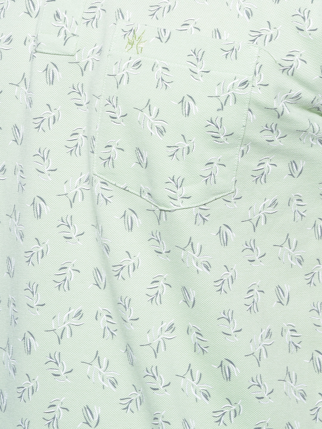 Green Floral Printed Cotton Polo T-Shirt-Men T-Shirts-Crimsoune Club