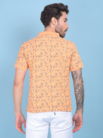 Yellow Floral Print T-Shirt-Men T-shirts-Crimsoune Club