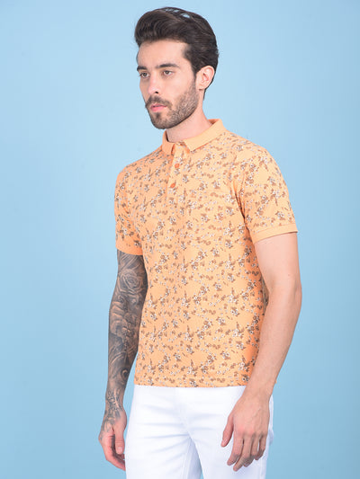 Yellow Floral Print T-Shirt-Men T-shirts-Crimsoune Club