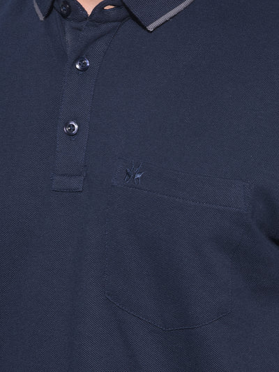 Navy Blue Cotton T-Shirt-Men T-Shirts-Crimsoune Club