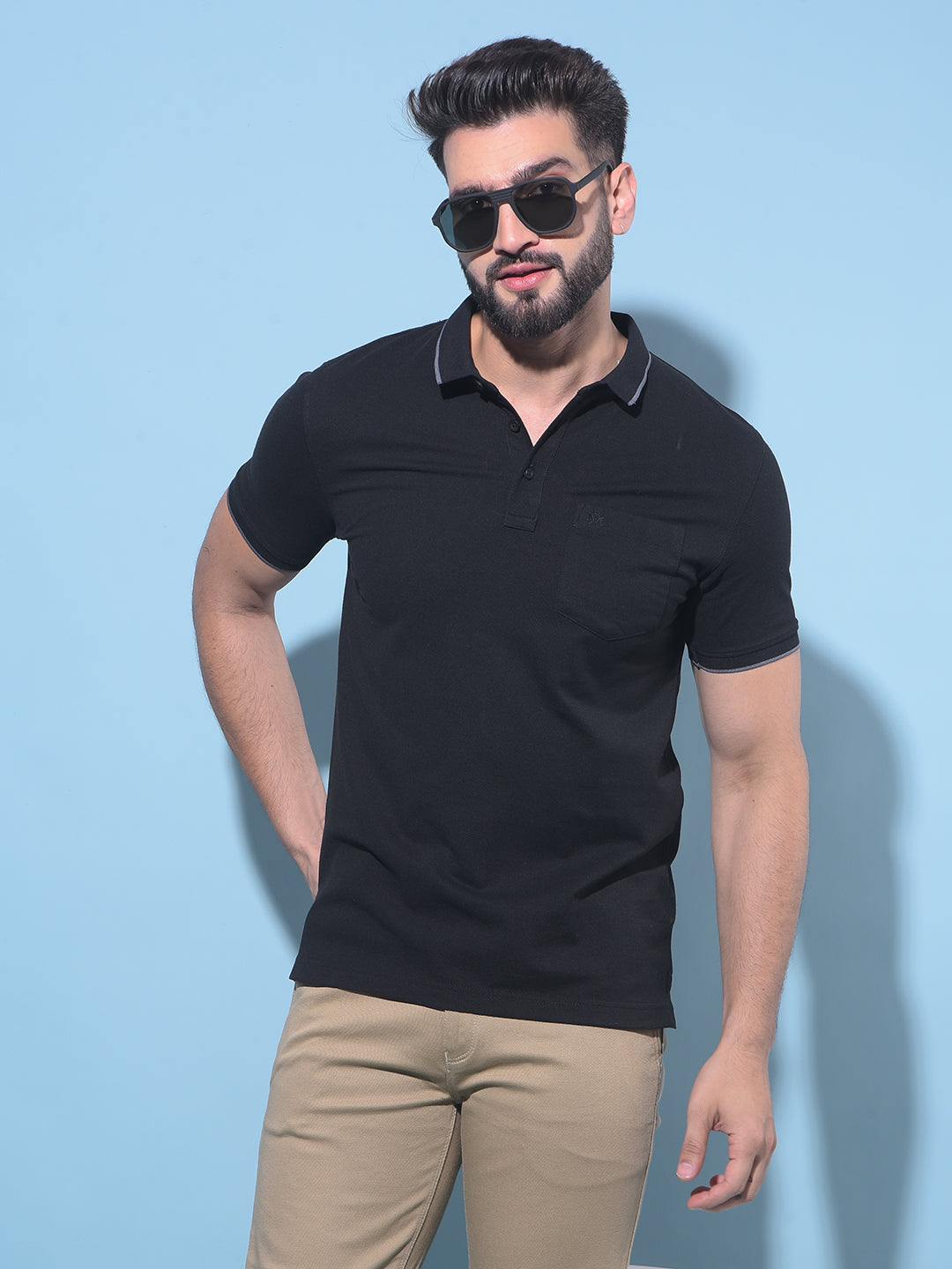 Black Polo T-Shirt-Men T-Shirts-Crimsoune Club