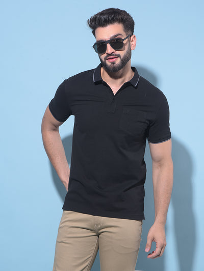 Black Polo T-Shirt-Men T-Shirts-Crimsoune Club