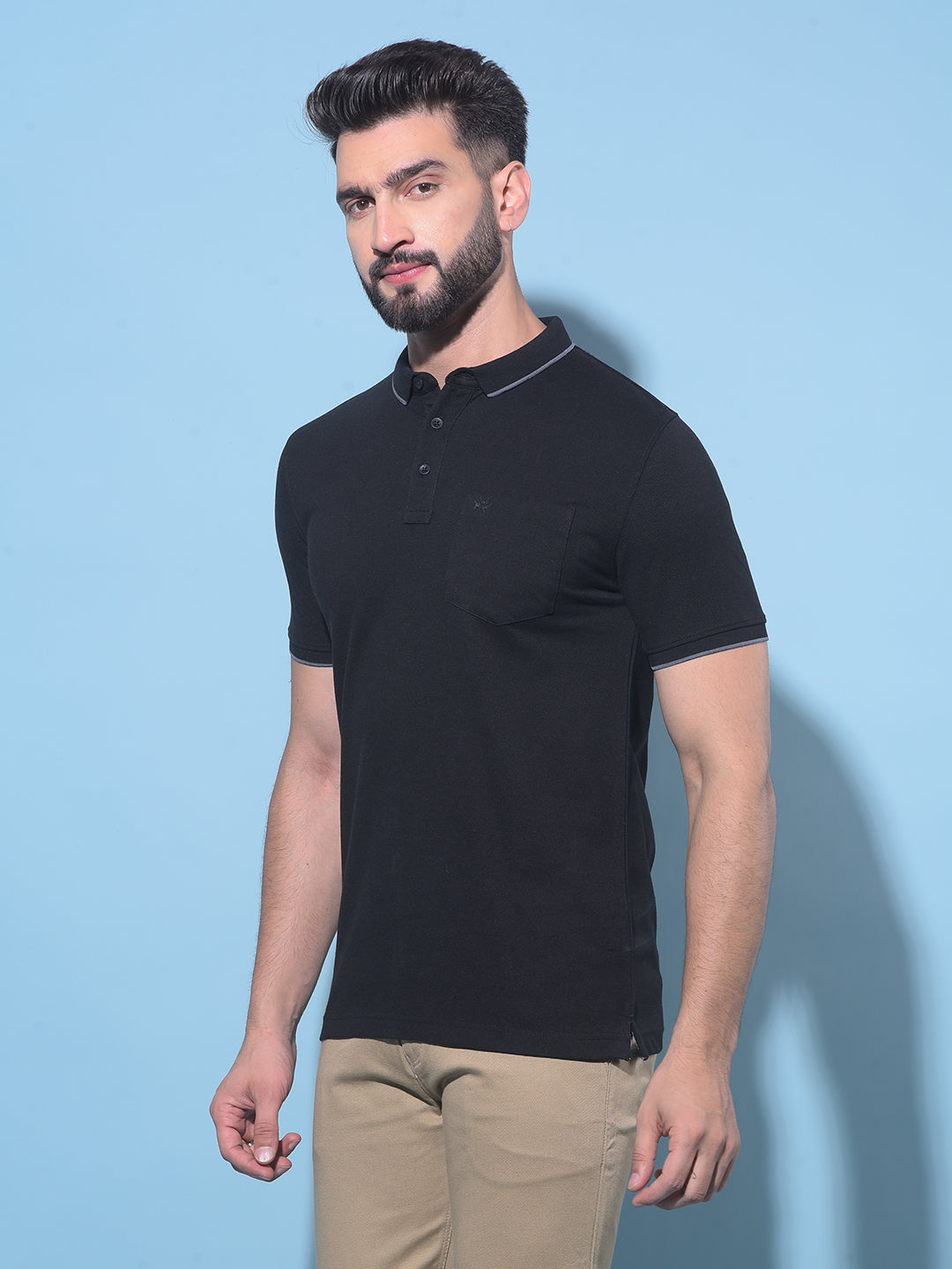 Black Polo T-Shirt-Men T-Shirts-Crimsoune Club