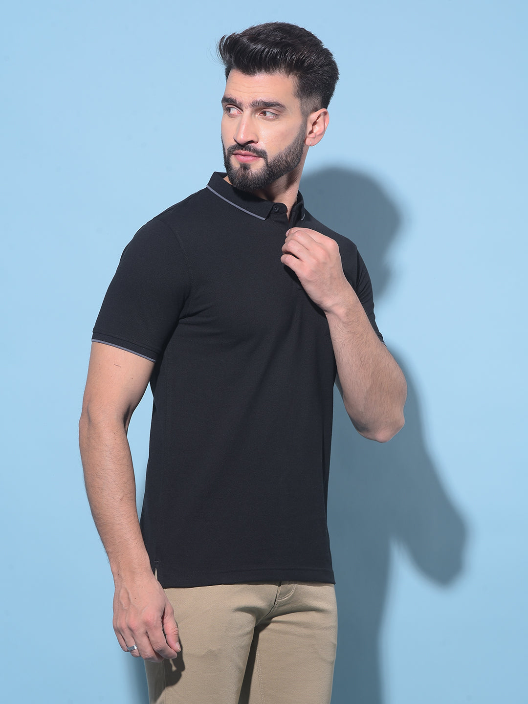 Black Polo T-Shirt-Men T-Shirts-Crimsoune Club