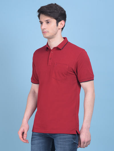 Maroon Tshirt-Men T-shirts-Crimsoune Club