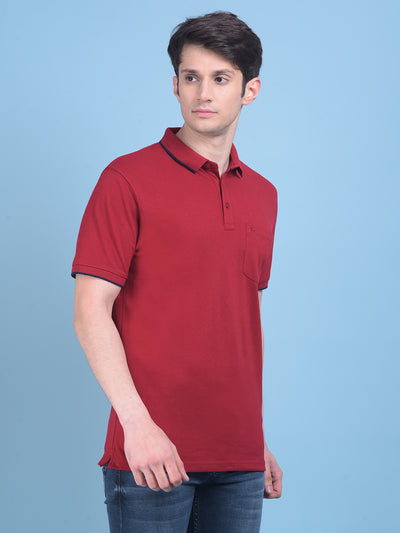 Maroon Tshirt-Men T-shirts-Crimsoune Club