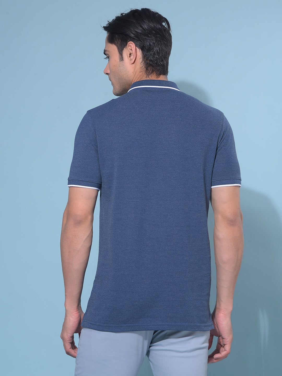 Blue Cotton T-Shirt-Men T-Shirts-Crimsoune Club