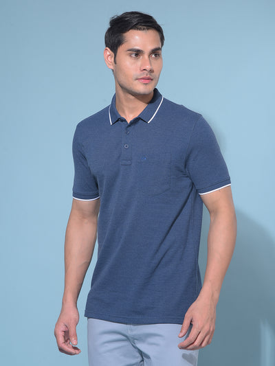 Blue Cotton T-Shirt-Men T-Shirts-Crimsoune Club