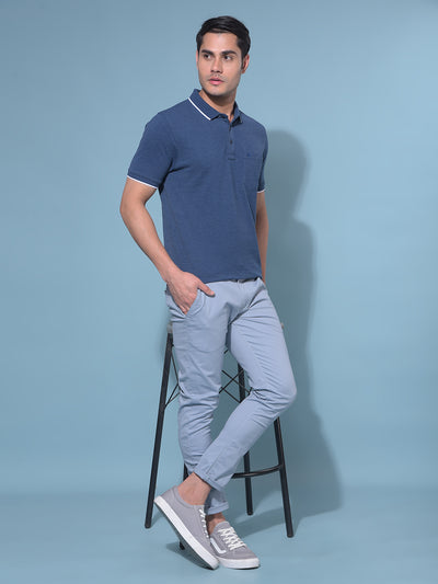 Blue Cotton T-Shirt-Men T-Shirts-Crimsoune Club
