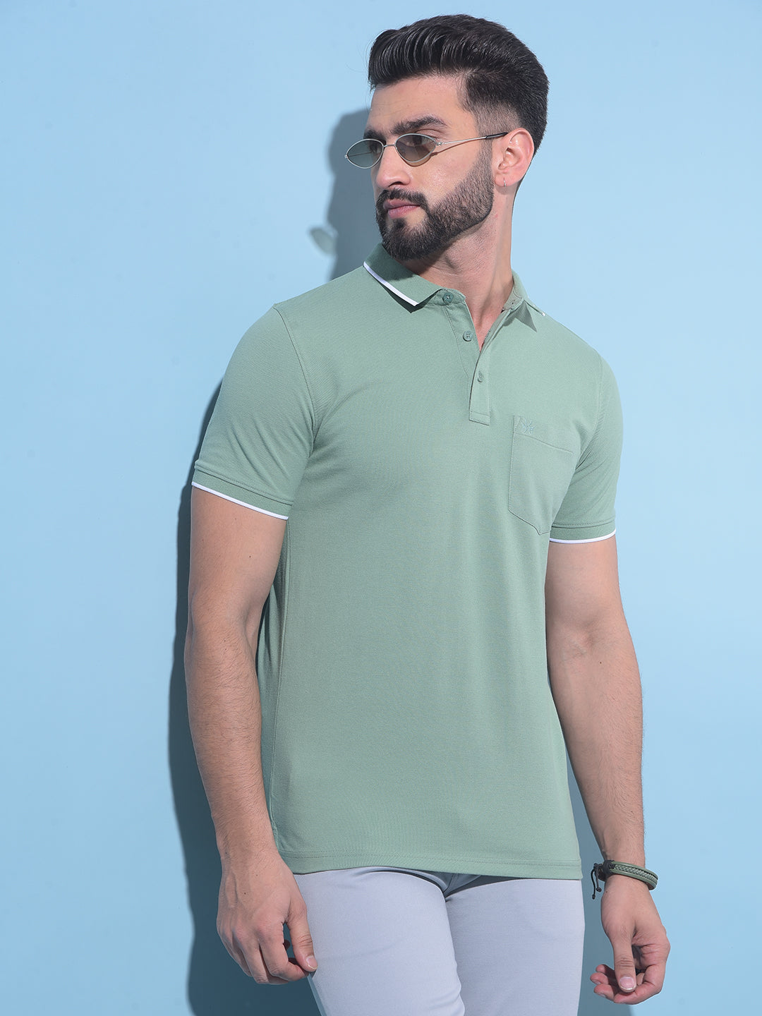 Green Polo T-Shirt-Men T-Shirts-Crimsoune Club