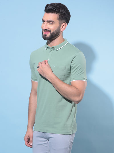 Green Polo T-Shirt-Men T-Shirts-Crimsoune Club