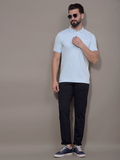 Blue Polo Neck T-Shirt-Men T-Shirts-Crimsoune Club