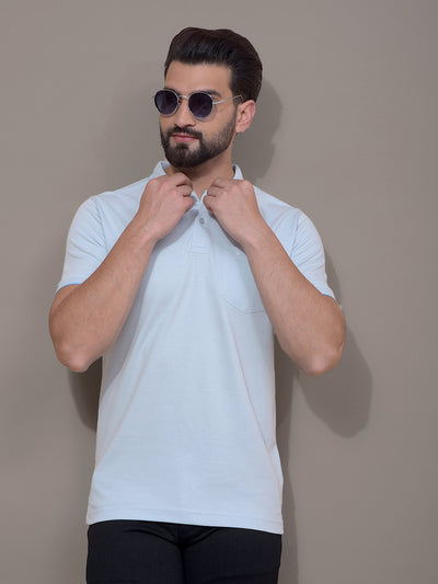 Blue Polo Neck T-Shirt-Men T-Shirts-Crimsoune Club