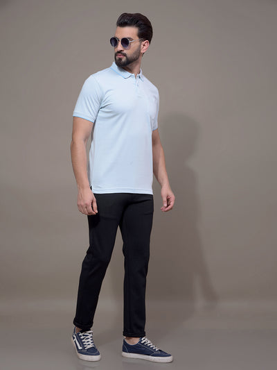 Blue Polo Neck T-Shirt-Men T-Shirts-Crimsoune Club