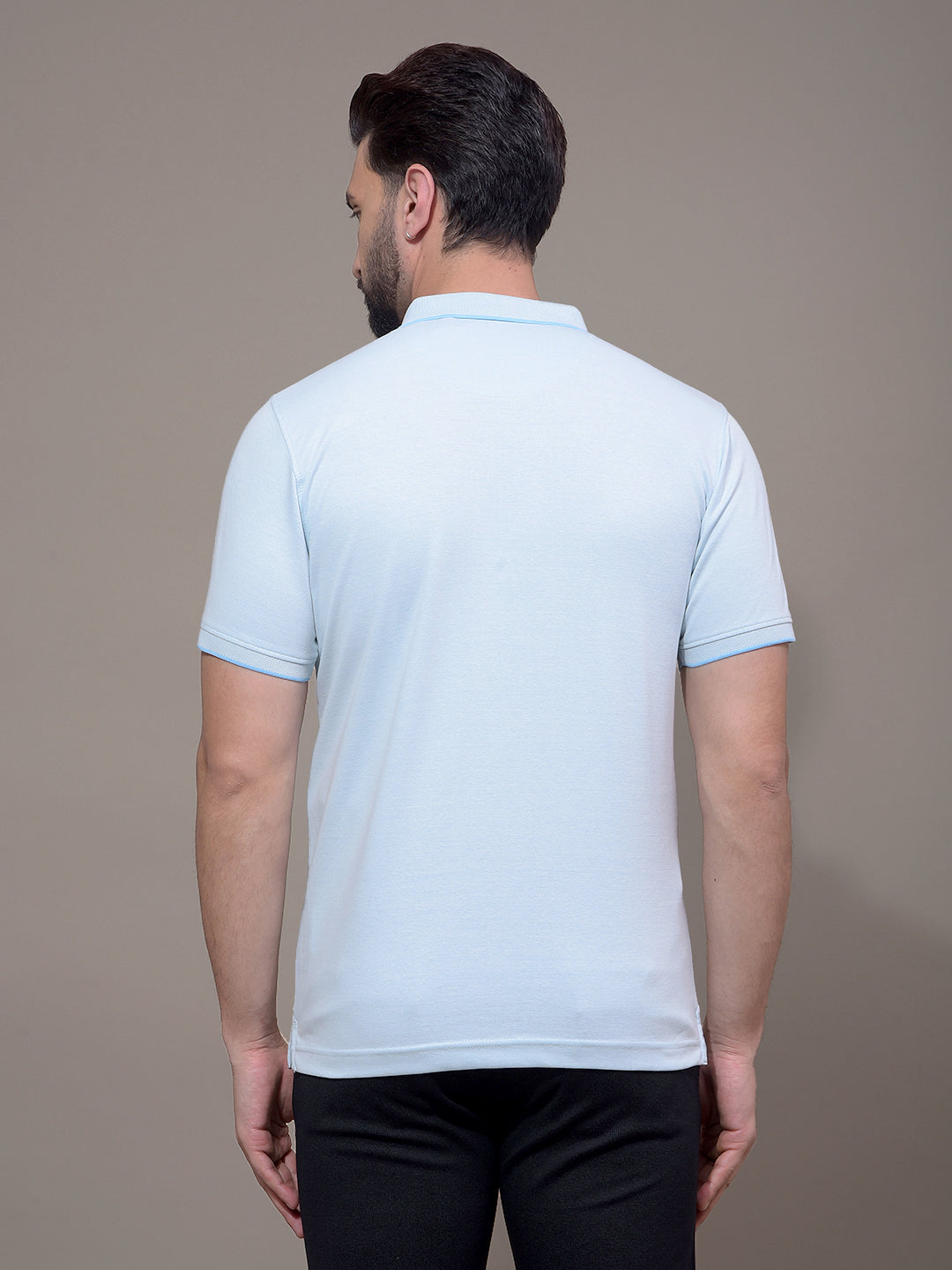 Blue Polo Neck T-Shirt-Men T-Shirts-Crimsoune Club