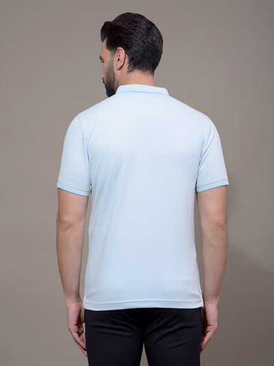 Blue Polo Neck T-Shirt-Men T-Shirts-Crimsoune Club
