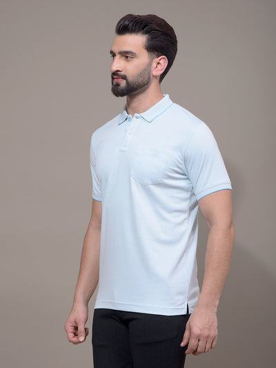 Blue Polo Neck T-Shirt-Men T-Shirts-Crimsoune Club
