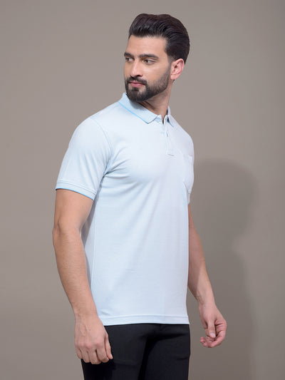 Blue Polo Neck T-Shirt-Men T-Shirts-Crimsoune Club