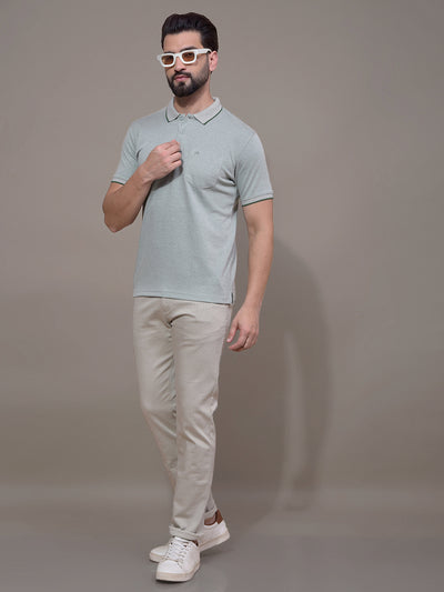 Green Polo Neck T-Shirt-Men T-Shirts-Crimsoune Club