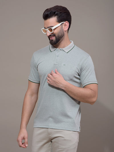 Green Polo Neck T-Shirt-Men T-Shirts-Crimsoune Club