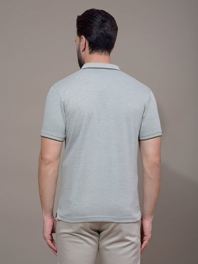 Green Polo Neck T-Shirt-Men T-Shirts-Crimsoune Club