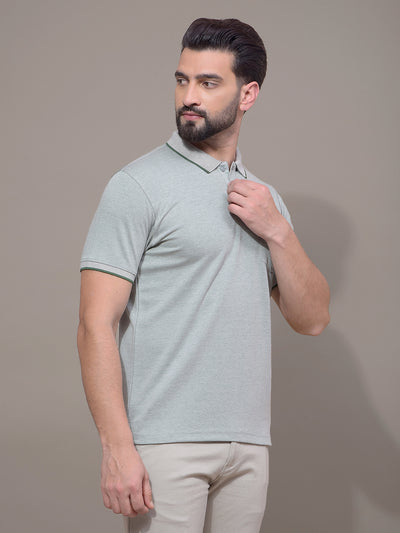 Green Polo Neck T-Shirt-Men T-Shirts-Crimsoune Club