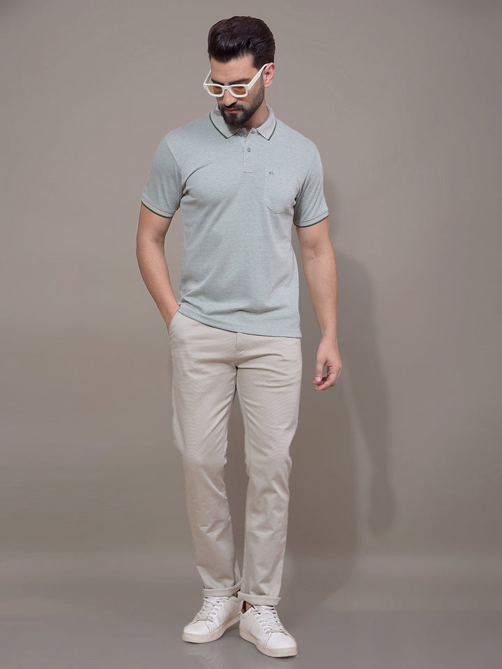 Green Polo Neck T-Shirt-Men T-Shirts-Crimsoune Club