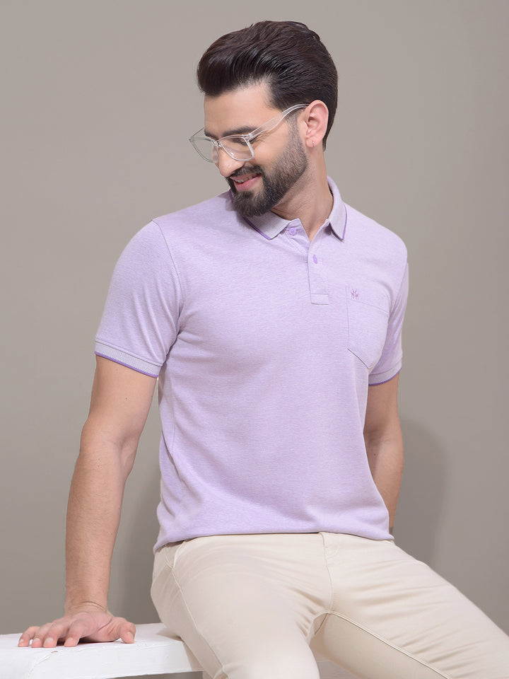 Purple Polo Neck T-Shirt-Men T-Shirts-Crimsoune Club