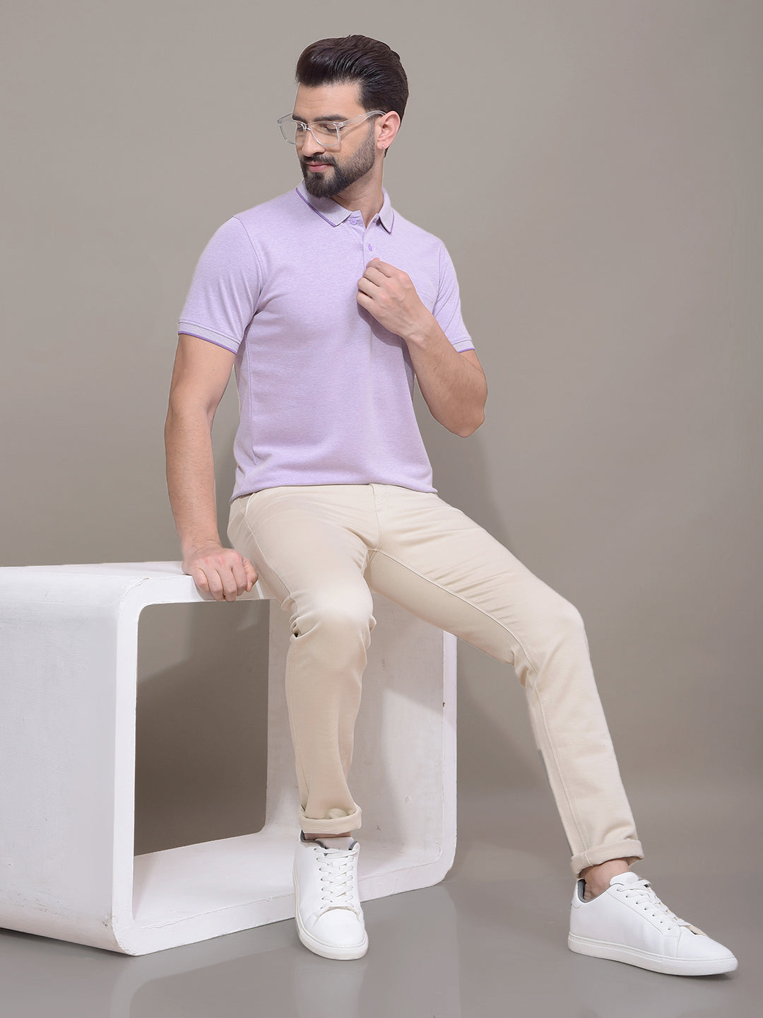 Purple Polo Neck T-Shirt-Men T-Shirts-Crimsoune Club