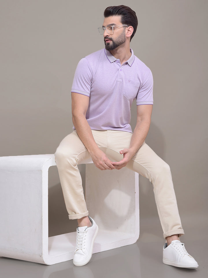 Purple Polo Neck T-Shirt-Men T-Shirts-Crimsoune Club