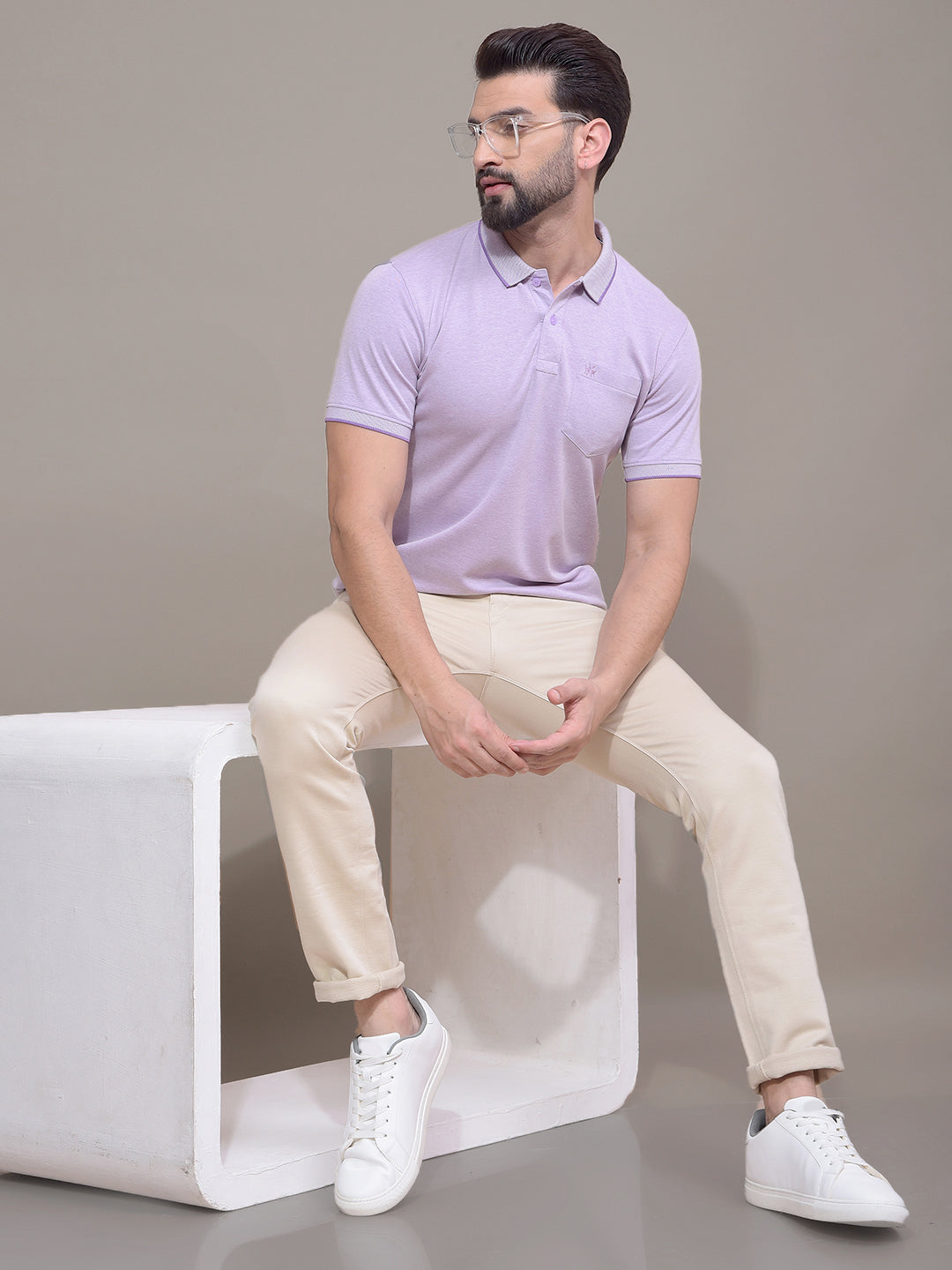 Purple Polo Neck T-Shirt-Men T-Shirts-Crimsoune Club
