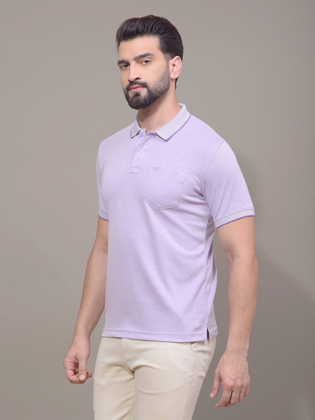 Purple Polo Neck T-Shirt-Men T-Shirts-Crimsoune Club