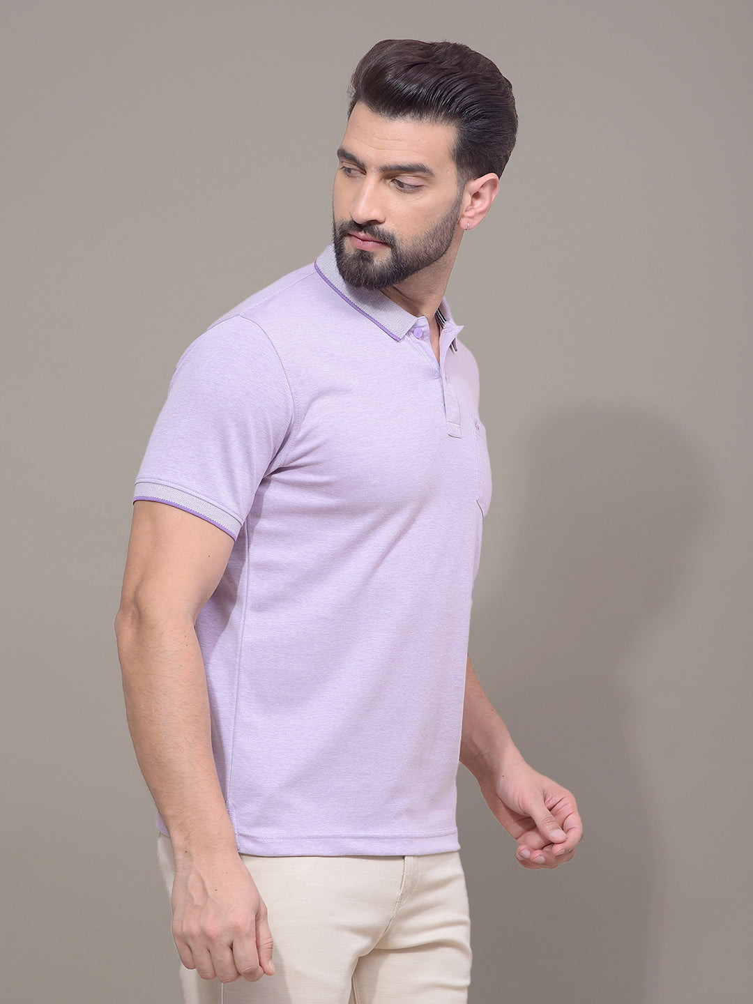 Purple Polo Neck T-Shirt-Men T-Shirts-Crimsoune Club
