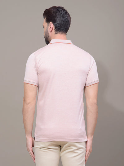 Peach Polo Neck T-Shirt-Men T-Shirts-Crimsoune Club