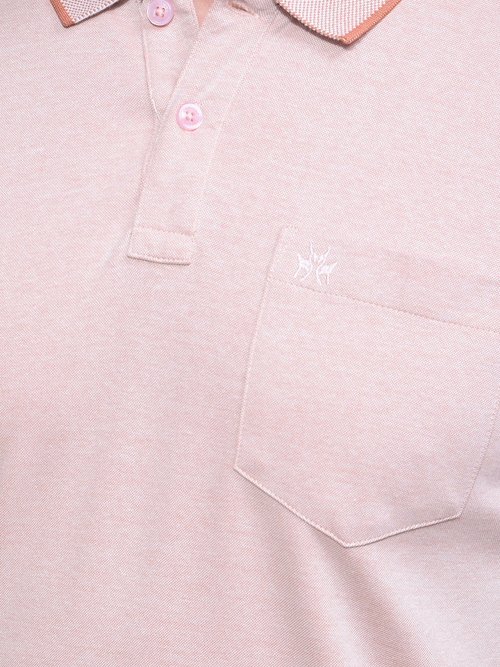 Peach Polo Neck T-Shirt-Men T-Shirts-Crimsoune Club