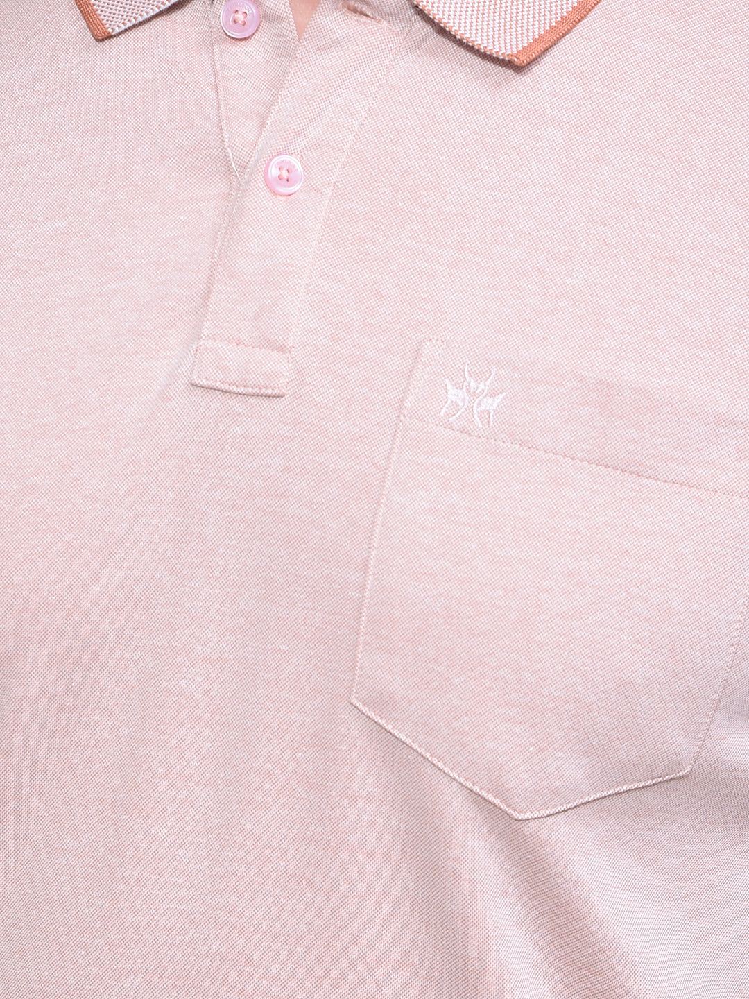 Peach Polo Neck T-Shirt-Men T-Shirts-Crimsoune Club
