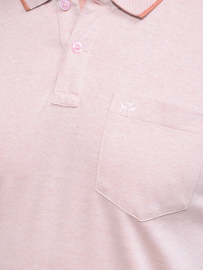 Peach Polo Neck T-Shirt-Men T-Shirts-Crimsoune Club