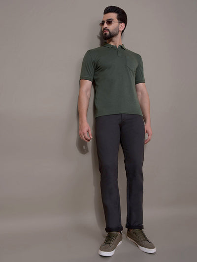 Green Polo Neck T-Shirt-Men T-Shirts-Crimsoune Club