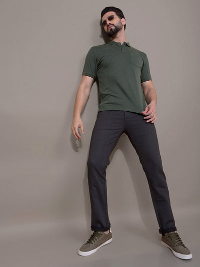 Green Polo Neck T-Shirt-Men T-Shirts-Crimsoune Club