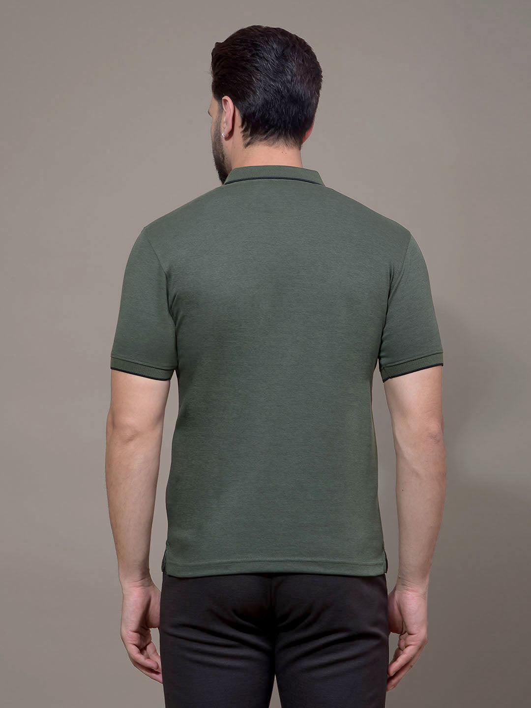 Green Polo Neck T-Shirt-Men T-Shirts-Crimsoune Club