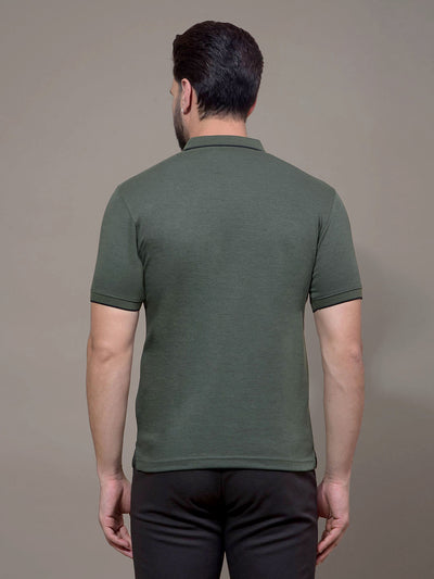 Green Polo Neck T-Shirt-Men T-Shirts-Crimsoune Club