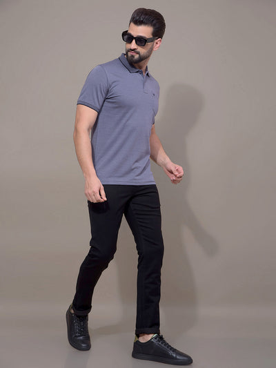 Blue Polo Neck T-Shirt-Men T-Shirts-Crimsoune Club