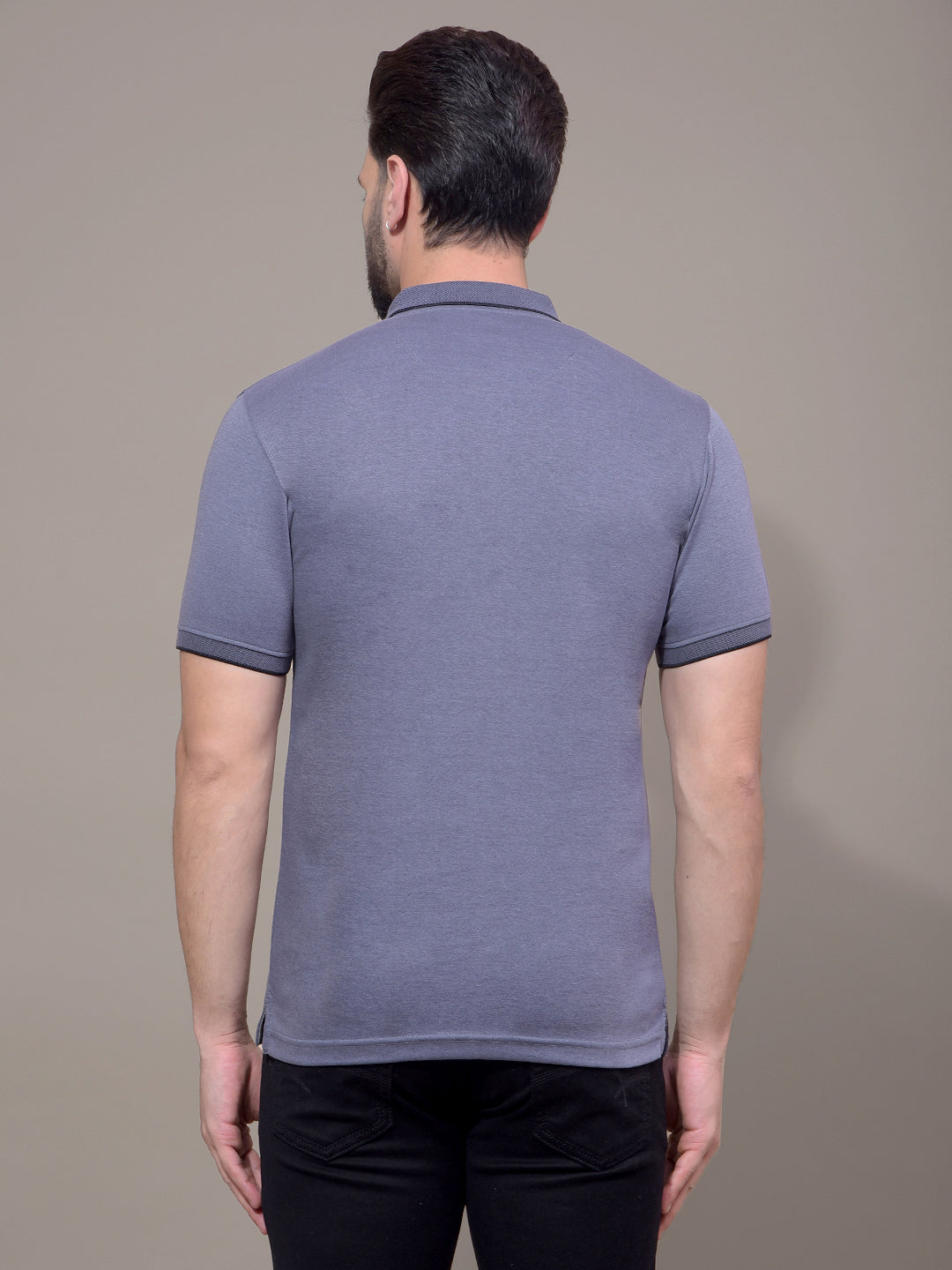 Blue Polo Neck T-Shirt-Men T-Shirts-Crimsoune Club