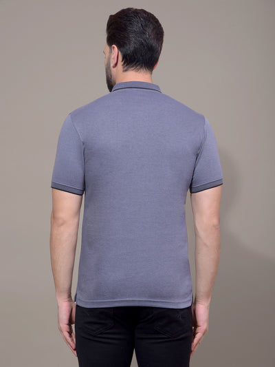 Blue Polo Neck T-Shirt-Men T-Shirts-Crimsoune Club