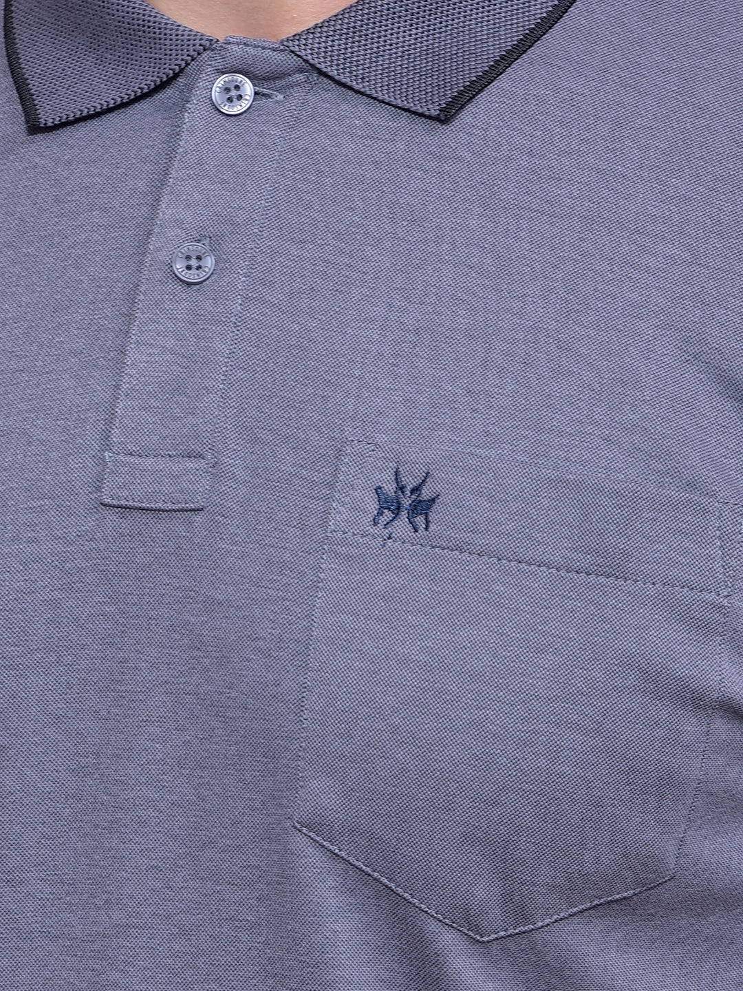 Blue Polo Neck T-Shirt-Men T-Shirts-Crimsoune Club
