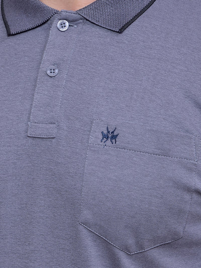 Blue Polo Neck T-Shirt-Men T-Shirts-Crimsoune Club