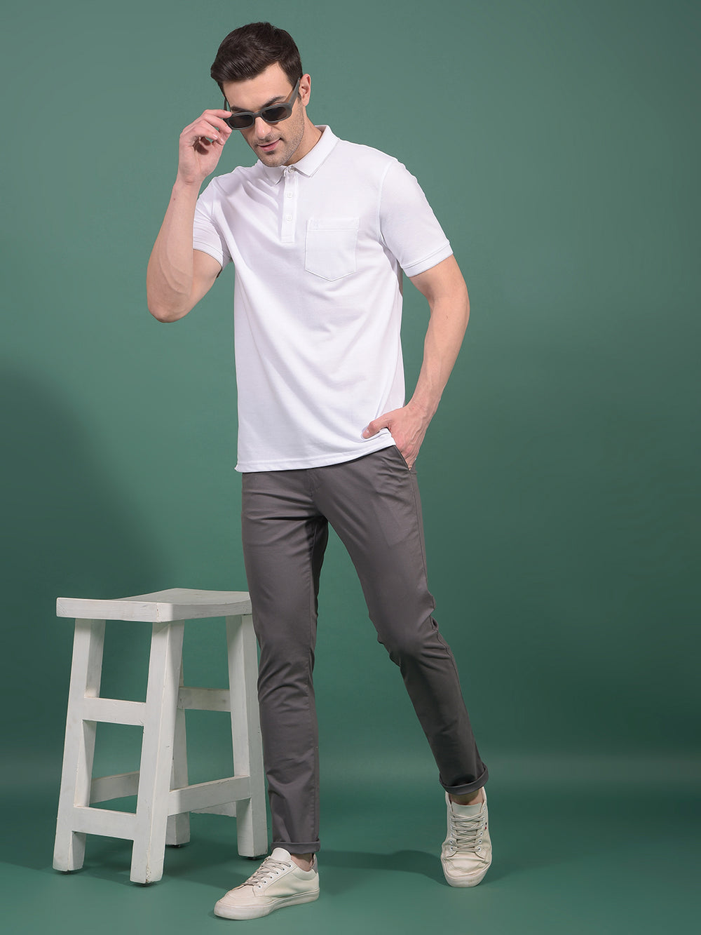 White Polo Neck T-Shirt-Men T-Shirts-Crimsoune Club